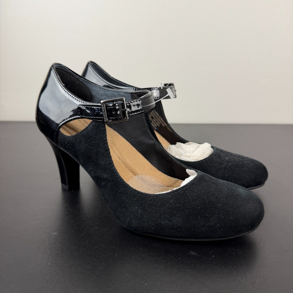 Giani Bernini Mary Jane Pumps Women's 6.5M Black Memory Foam Ankle Strap Heels